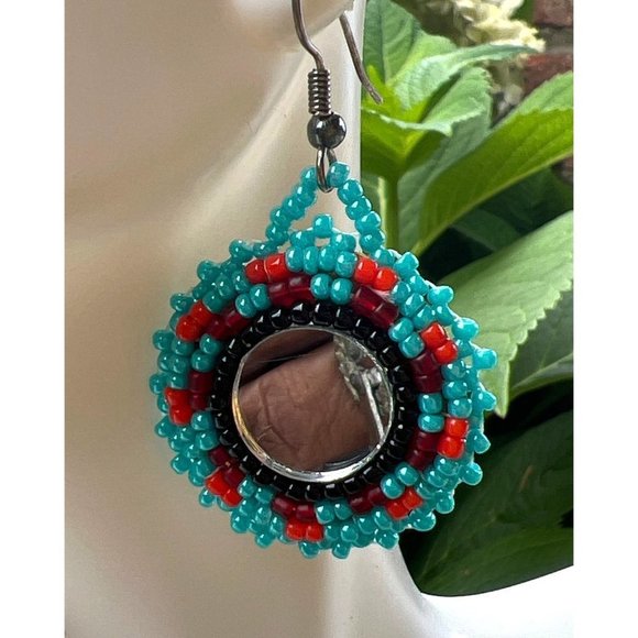 Southwestern Mirror & Bead Earrings - Picture 6 of 8